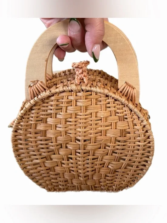 Zara Basic Collection Woven Round Handbag with Adjustable Strap - Picture 2 of 6
